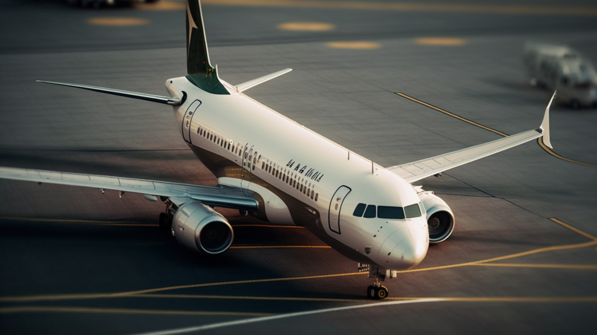 Gros plan sur un avion posé au sol dans un aéroport